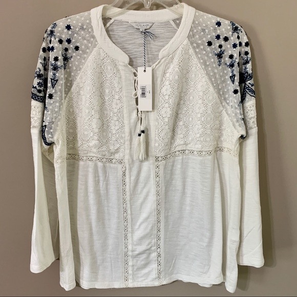 Lucky Brand Tops - NWT Lucky Jeans Brand Embroidered trim Top